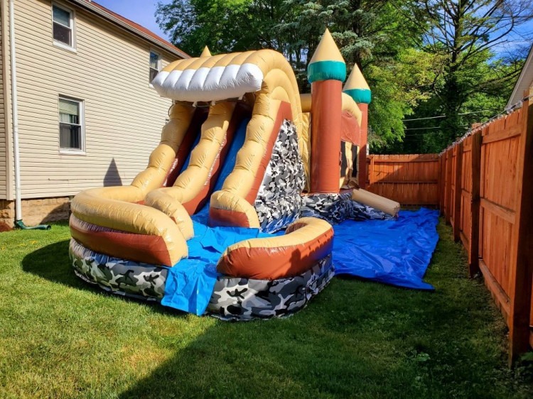 29' Camo Hideout Helix Bounce House Wet or Dry Water Slide C