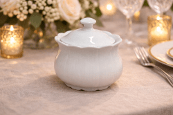 Classic White Ceramic Sugar Bowl with Lid
